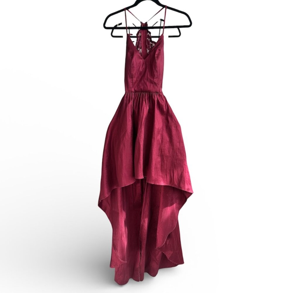 Windsor Burgundy Hi-Low Maxi Dress Size 5/6 • Formal Prom Wedding Guest Evening